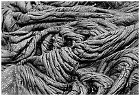 Braid-like pattern of pahoehoe lava. Hawaii Volcanoes National Park ( black and white)