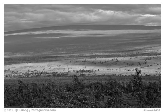 Layered landscape, Mauna Loa. Hawaii Volcanoes National Park (black and white)