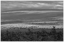 Layered landscape, Mauna Loa. Hawaii Volcanoes National Park, Hawaii, USA. (black and white)