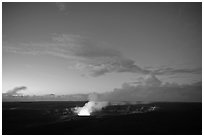 Kilauea Volcano glow from vent. Hawaii Volcanoes National Park ( black and white)