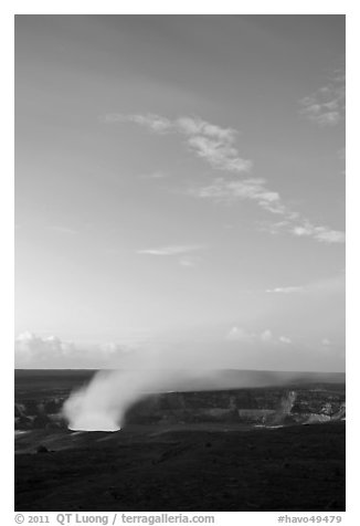 Volcanic plume, Halemaumau crater, Kilauea. Hawaii Volcanoes National Park (black and white)