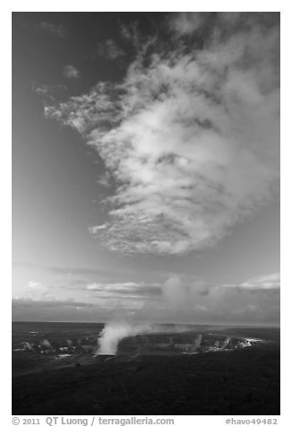 Halemaumau crater smoke and cloud at sunrise, Kilauea. Hawaii Volcanoes National Park, Hawaii, USA.