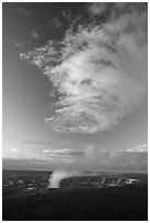 Halemaumau crater smoke and cloud at sunrise, Kilauea. Hawaii Volcanoes National Park ( black and white)