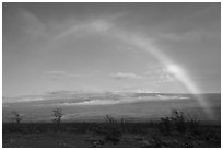 Rainbow and Mauna Loa. Hawaii Volcanoes National Park, Hawaii, USA. (black and white)