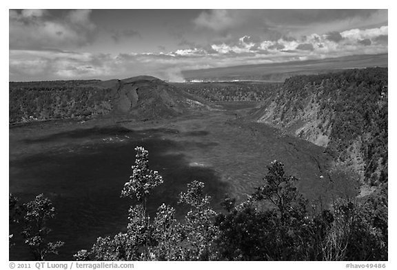 Kilauea Iki Crater. Hawaii Volcanoes National Park (black and white)