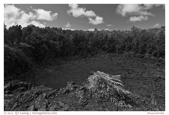 Lua Manu crater. Hawaii Volcanoes National Park (black and white)