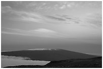 Mauna Loa at dawn. Hawaii Volcanoes National Park, Hawaii, USA. (black and white)