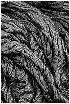 Recently hardened pahoehoe lava. Hawaii Volcanoes National Park, Hawaii, USA. (black and white)