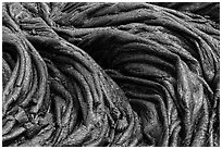 Silvery surface of fresh pahoehoe lava. Hawaii Volcanoes National Park ( black and white)