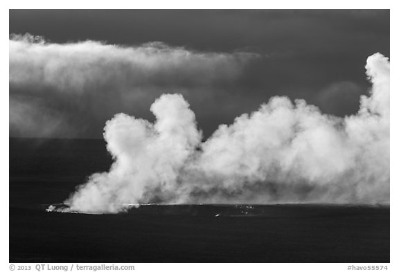 Halemaumau volcanic plume at sunrise from Mauna Loa. Hawaii Volcanoes National Park, Hawaii, USA.