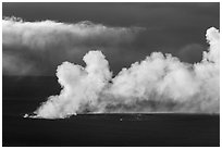 Halemaumau volcanic plume at sunrise from Mauna Loa. Hawaii Volcanoes National Park ( black and white)