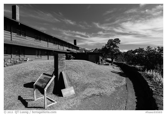 Volcano House. Hawaii Volcanoes National Park (black and white)