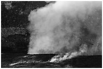 Fumeroles and plume from Halemaumau lava lake. Hawaii Volcanoes National Park ( black and white)