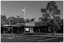 Visitor center. Hawaii Volcanoes National Park, Hawaii, USA. (black and white)