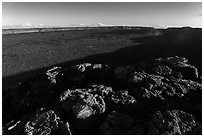 Mokuaweoweo caldera with late afternoon shadows. Hawaii Volcanoes National Park, Hawaii, USA. (black and white)