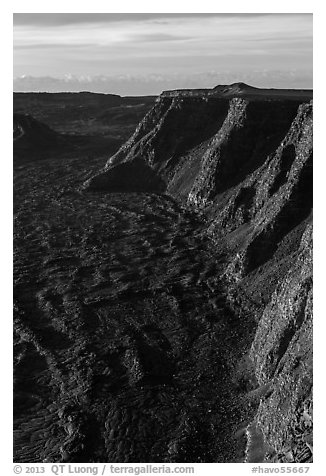 Tall cliffs seen from Mauna Loa summit. Hawaii Volcanoes National Park, Hawaii, USA.