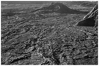 Hershey Kiss and  Mokuaweoweo crater floor. Hawaii Volcanoes National Park ( black and white)