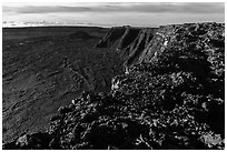 Mokuaweoweo caldera rim from Mauna Loa summit. Hawaii Volcanoes National Park ( black and white)