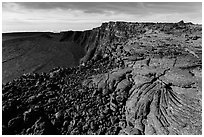 Lava and Mokuaweoweo caldera. Hawaii Volcanoes National Park, Hawaii, USA. (black and white)