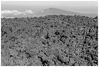 Aa lava field on Mauna Loa and Puu Waawaa summit. Hawaii Volcanoes National Park ( black and white)