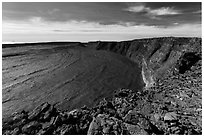 Mokuaweoweo caldera from Mauna Loa secondary summit rim. Hawaii Volcanoes National Park ( black and white)