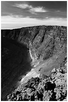 Mauna Loa summit rising above  Mokuaweoweo crater. Hawaii Volcanoes National Park, Hawaii, USA. (black and white)