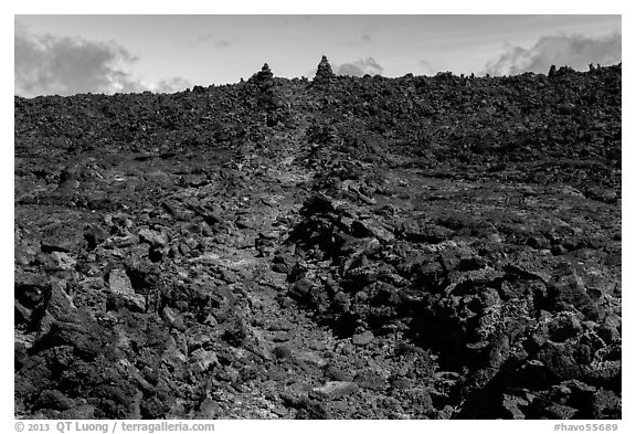 Well marked portion of Mauna Loa summit trail. Hawaii Volcanoes National Park, Hawaii, USA.
