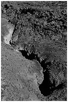 Colorful lava fissure, Mauna Loa. Hawaii Volcanoes National Park, Hawaii, USA. (black and white)