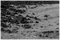 Olivine slopes and black aa lava. Hawaii Volcanoes National Park, Hawaii, USA. (black and white)