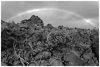 Rainbow over Kau desert. Hawaii Volcanoes National Park ( black and white)