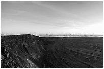 Mauna Loa summit cliffs, Mokuaweoweo crater before sunrise. Hawaii Volcanoes National Park ( black and white)