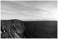 Mauna Loa summit cliffs, Mokuaweoweo crater at sunrise. Hawaii Volcanoes National Park ( black and white)