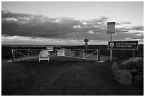 Park boundary along new emergency road. Hawaii Volcanoes National Park ( black and white)