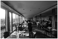 Dining room, Volcano House. Hawaii Volcanoes National Park ( black and white)
