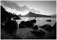 Sunrise from South Beach, Ofu Island. National Park of American Samoa (black and white)