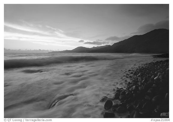 Vatia Bay at dawn, Tutuila Island. National Park of American Samoa (black and white)