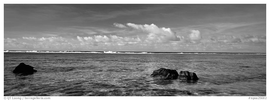 Reefs and tropical waters, Ofu Island. National Park of American Samoa (black and white)