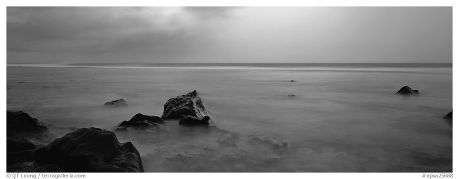 Seascape with storm light. National Park of American Samoa (black and white)