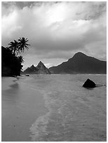 South Beach, Ofu Island. National Park of American Samoa (black and white)