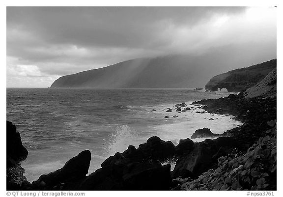 Seascape with dark rocks and sky, Siu Point, Tau Island. National Park of American Samoa