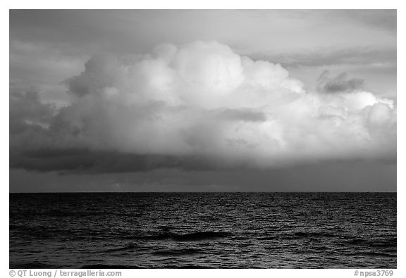 Cloud above the ocean, Tau Island. National Park of American Samoa (black and white)