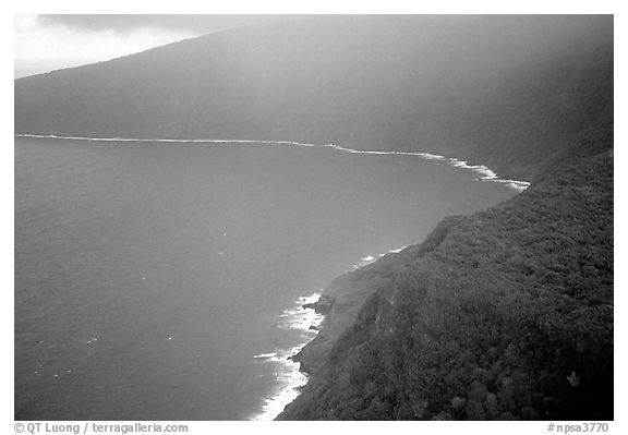 Aerial view of the wild South coast of Tau Island. National Park of American Samoa