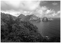 Sunrise on Vatia Bay and Pola Island, Tutuila Island. National Park of American Samoa (black and white)