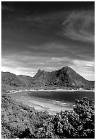 Vatia Bay and village, Tutuila Island. National Park of American Samoa ( black and white)