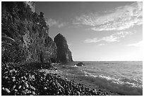 Pola Island cliffs, early morning, Tutuila Island. National Park of American Samoa (black and white)