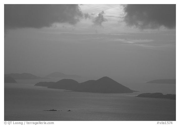 Sunset over small islands. Virgin Islands National Park, US Virgin Islands.