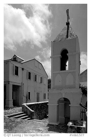Emmaus Moravian church, Coral Bay. Saint John, US Virgin Islands (black and white)