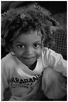 Native kids. Virgin Islands National Park, US Virgin Islands. (black and white)