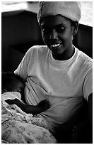 Native woman and kids. Saint John, US Virgin Islands ( black and white)