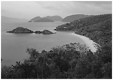 Trunk Bay at dusk. Virgin Islands National Park ( black and white)